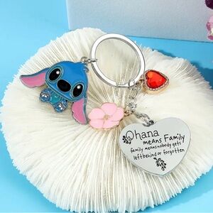 Ohana & Stitch Keychain/Bag Charm with Heart & Flower 🆕